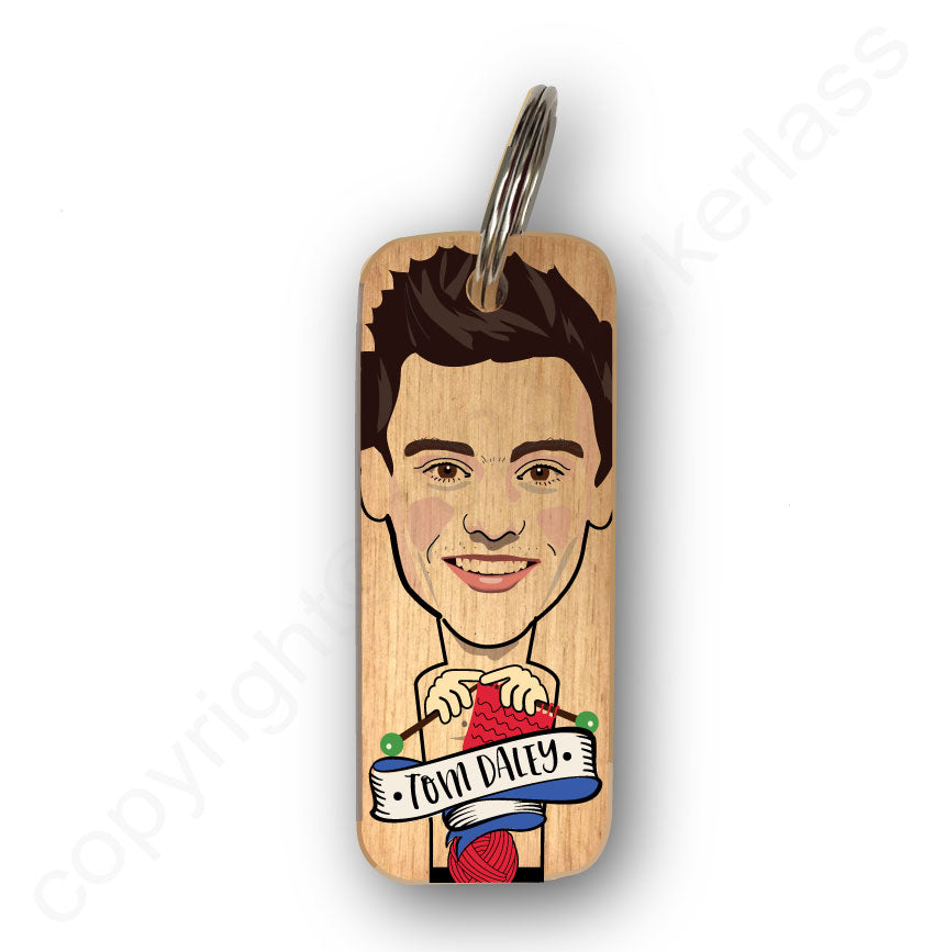 Tom Daley Character Wooden Keyring by wotmalike