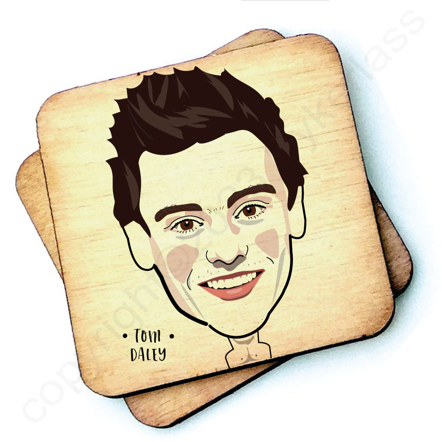 Tom Daley Character Wooden Coaster by Wotmalike