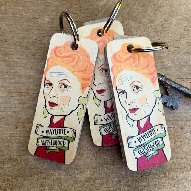 Vivienne Westwood Character Wooden Keyring by Wotmalike