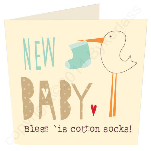 New Baby Bless 'is Cotton Socks - Yorkshire Baby Boy Card