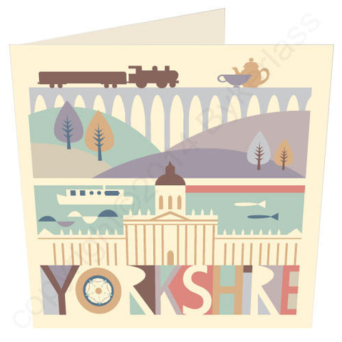 Yorkshire Scape with Train - Yorkshire Card (YY19)