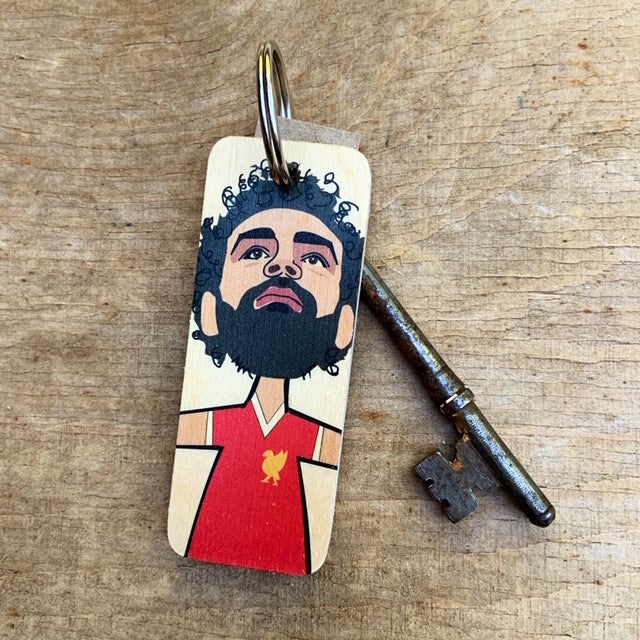 Mo Salah Character Wooden Keyring