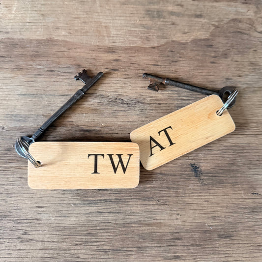 TW AT Double Sided Rustic Wooden Keyring - RWKR2