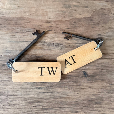 TW AT Double Sided Rustic Wooden Keyring - RWKR2