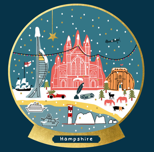 Hampshire Snow Globe Christmas Card --- FX145