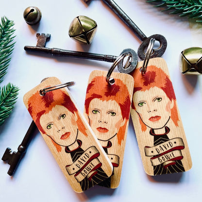 David Bowie Wooden Keyring - RWKR1