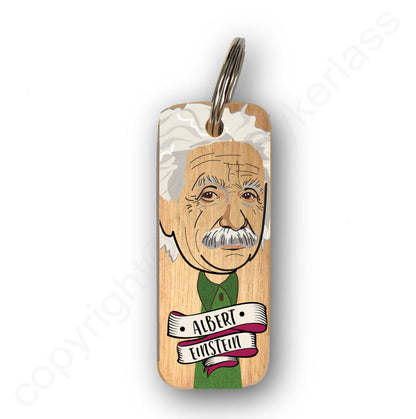 Albert Einstein Character Wooden Keyring 
