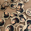 Amy Winehouse - Character Wooden Bauble Hand Painted with Gold Leaf Paint - RWHO