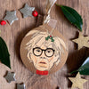 Andy Warhol - Character Wooden Bauble Hand Painted with Gold Leaf Paint - RWHO