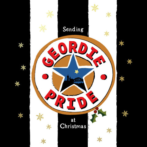 Sending Geordie Pride Black and White Newcastle Christmas Card --- (BWX1)