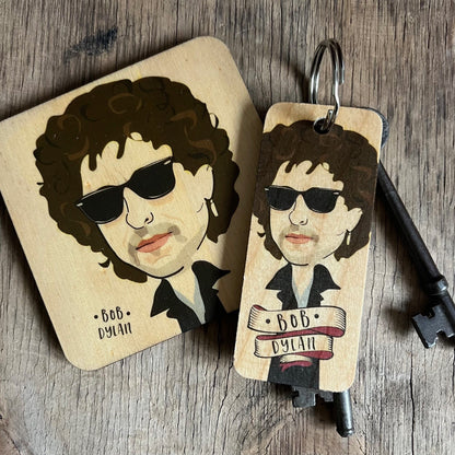 Bob Dylan Character Wooden Coaster