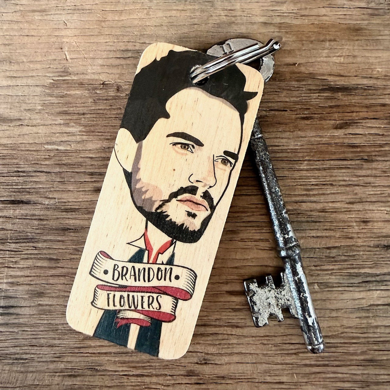 Brandon Flowers Character Wooden Keyring - RWKR1