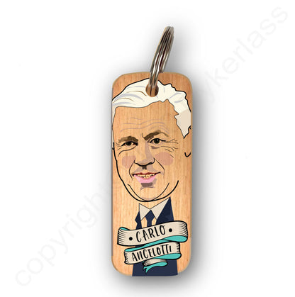 Carlo Ancelotti Character Wooden Keyring - RWKR1
