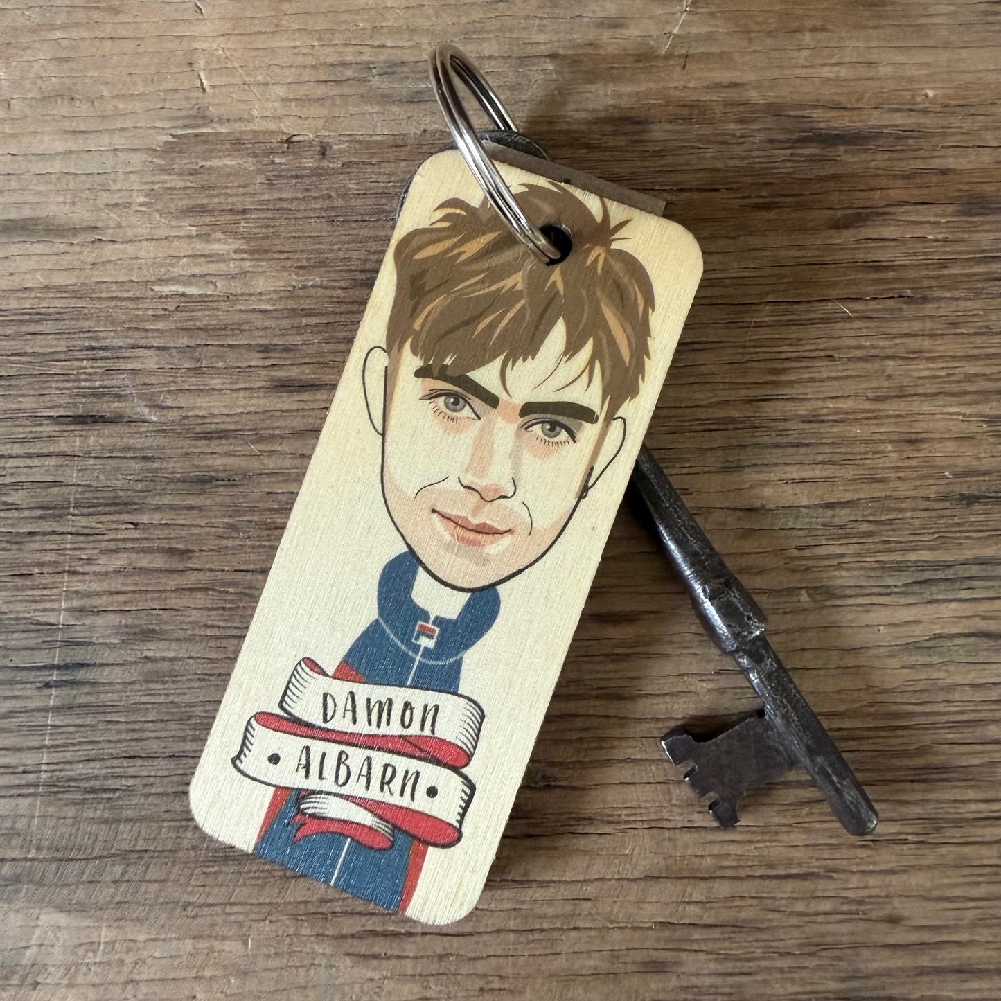 Damon Albarn Character Wooden Keyring - RWKR1