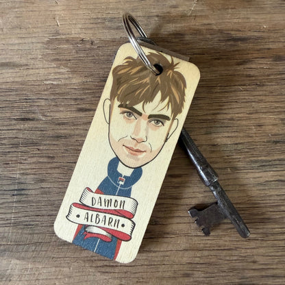 Damon Albarn Character Wooden Keyring - RWKR1