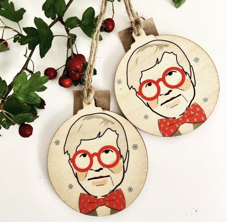 David Hockney Rustic Wooden Christmas Bauble  - DOUBLE SIDED  RWB1