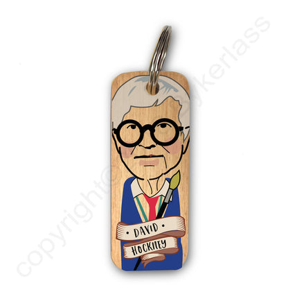 David Hockney Artistic Character Wooden Keyring - RWKR1