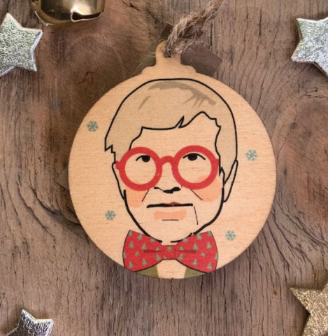 David Hockney Rustic Wooden Christmas Bauble  - DOUBLE SIDED  RWB1