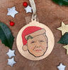 David Attenborough - Character Wooden Bauble Hand Painted with Gold Leaf Paint - RWHO