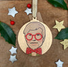 David Hockney - Character Wooden Bauble Hand Painted with Gold Leaf Paint - RWHO