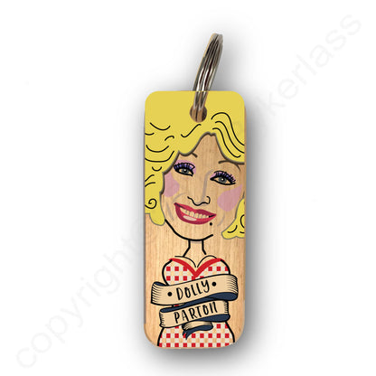 Dolly Parton Character Wooden Keyring - RWKR1