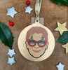 Elton John - Character Wooden Bauble Hand Painted with Gold Leaf Paint - RWHO