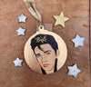 Elvis Presley - Character Wooden Bauble Hand Painted with Gold Leaf Paint - RWHO