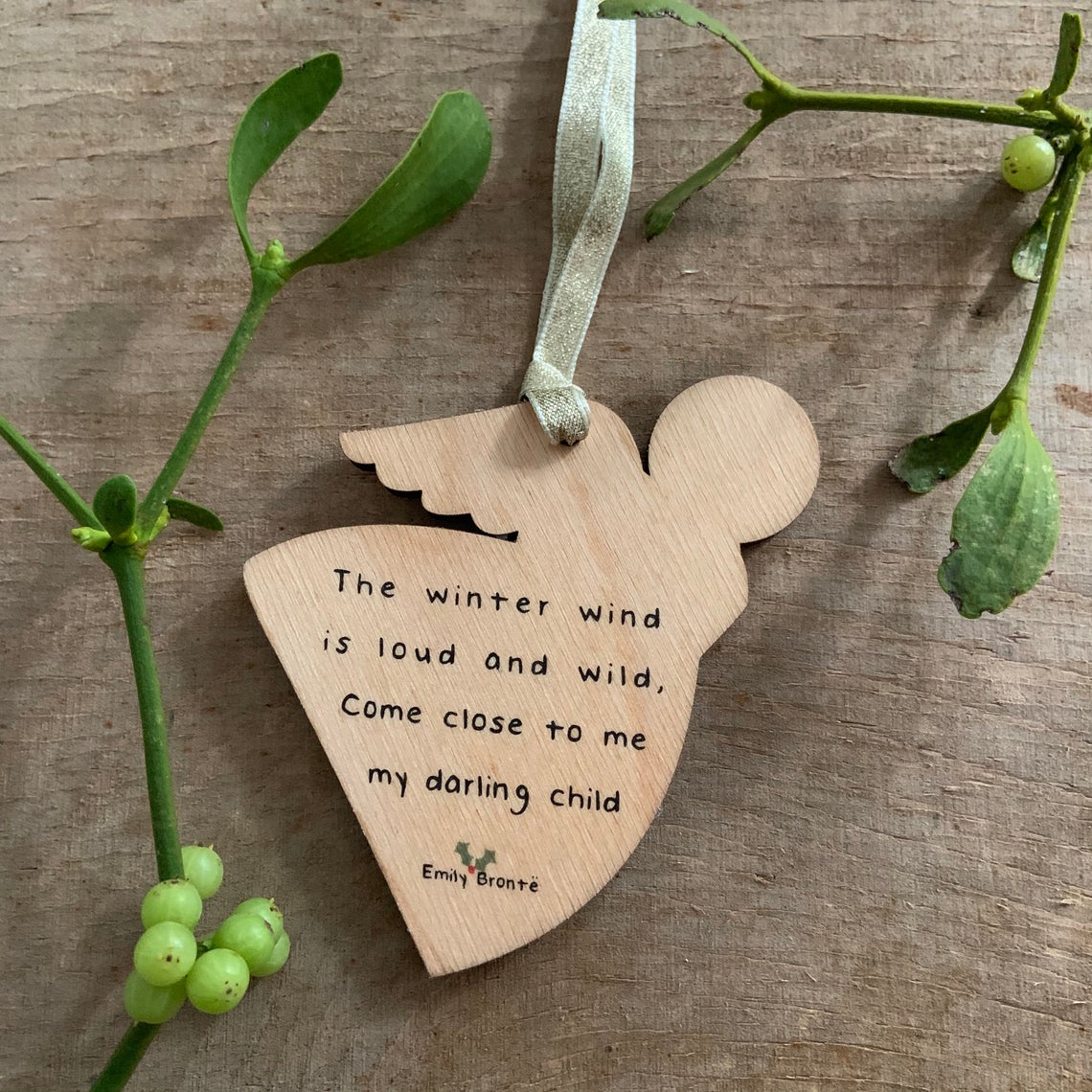 Emily Bronte Christmas Ornament - Bronte ANGEL Bauble (Dark Pink Angel) - ANG