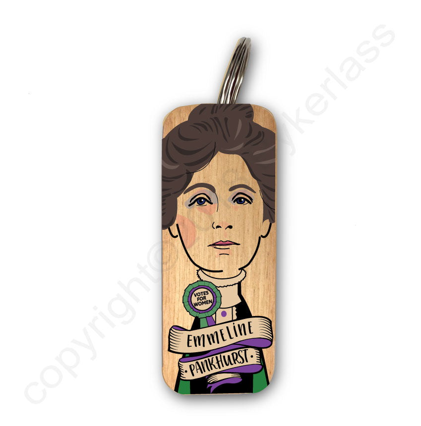 Emmeline Pankhurst Character Wooden Keyring - RWKR1