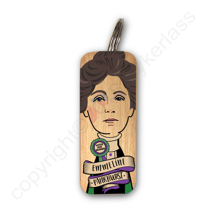 Emmeline Pankhurst Character Wooden Keyring - RWKR1