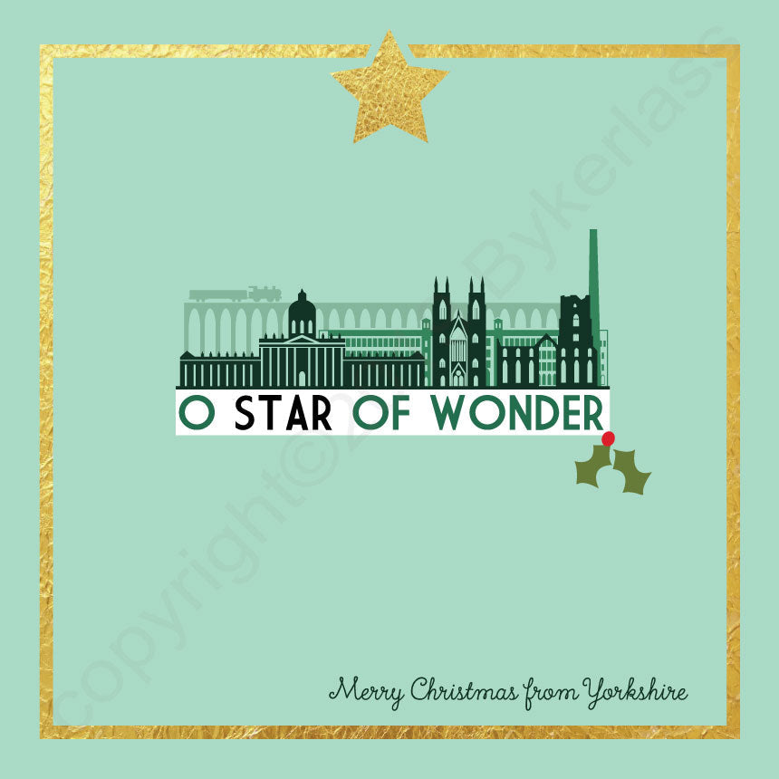 Yorkshire O Star of Wonder Mint Christmas Card by Wotmalike