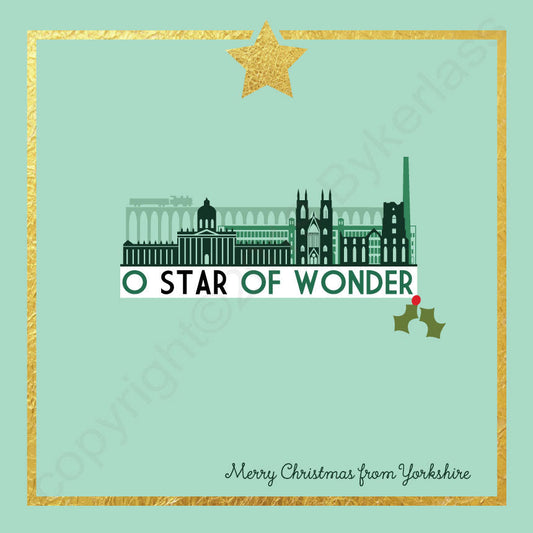 Yorkshire O Star of Wonder Mint Christmas Card by Wotmalike