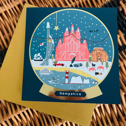 Hampshire Snow Globe Christmas Card --- FX145
