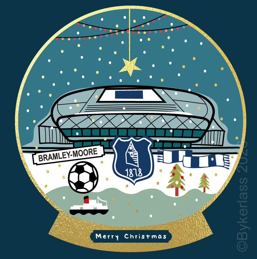 Everton Bramley Moore Football Snow Globe Christmas Card --- FX148