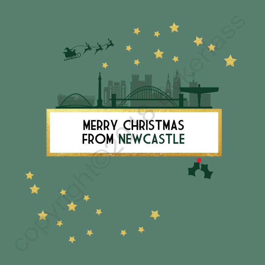 Merry Christmas From Newcastle Christmas Card by Wotmalike
