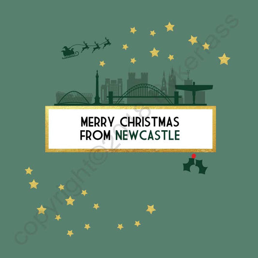 Merry Christmas From Newcastle Christmas Card by Wotmalike