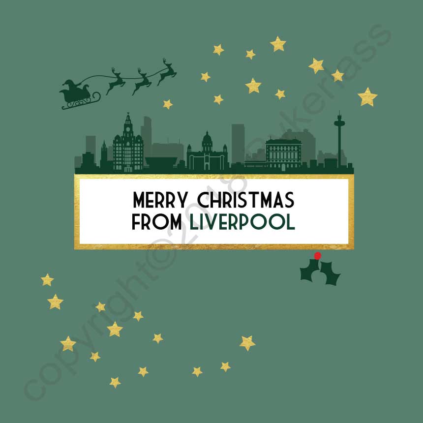 Merry Christmas From Liverpool Christmas Card by Wotmalike