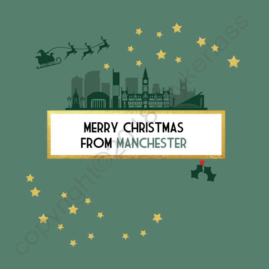 Merry Christmas From Manchester - Christmas Card by Wotmalike