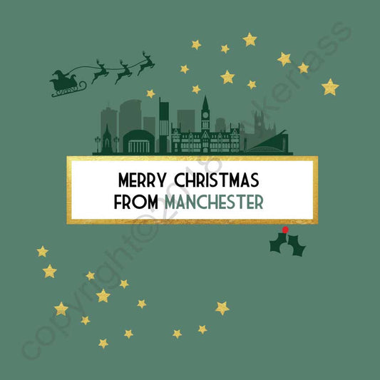 Merry Christmas From Manchester - Christmas Card by Wotmalike