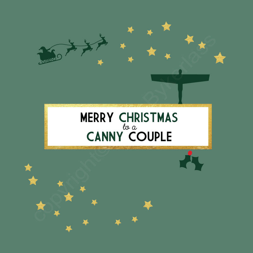 Merry Christmas To A Canny Couple Sage Christmas Card by Wotmalike