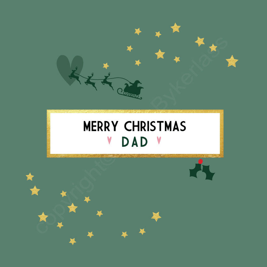 Merry Christmas Dad Sage Christmas Card by Wotmalike