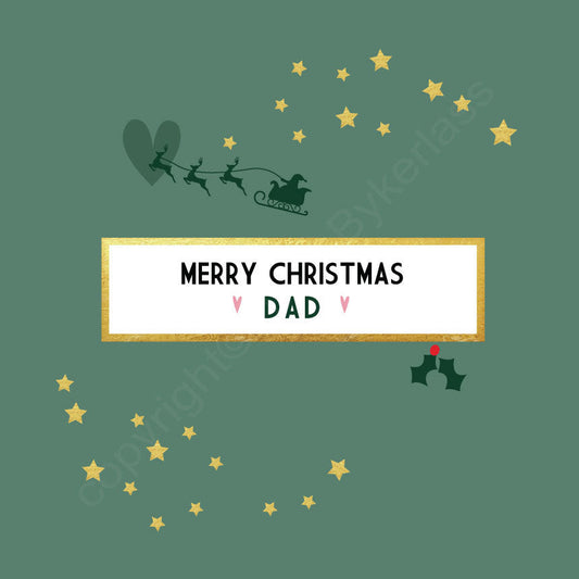 Merry Christmas Dad Sage Christmas Card by Wotmalike