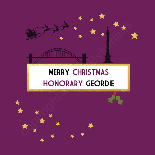 Merry Christmas To An Honorary Geordie Plum Christmas Card by Wotmalike