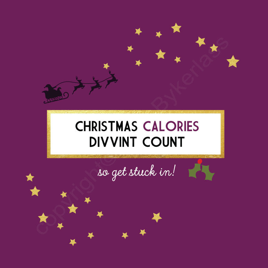 Christmas Calories Divvint Count Plum Christmas Card by Wotmalike