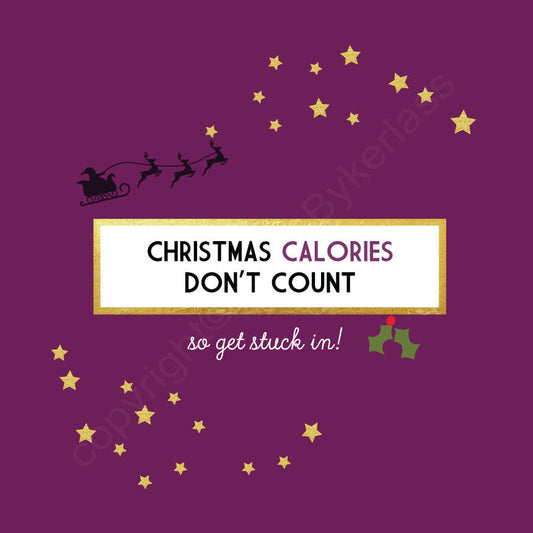 Christmas Calories Don't Count Plum Christmas Card by Wotmalike