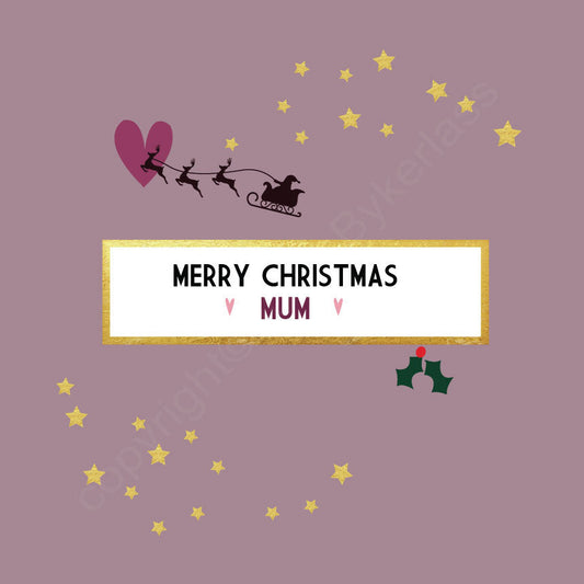 Merry Christmas Mum Pink Christmas Card by Wotmalike