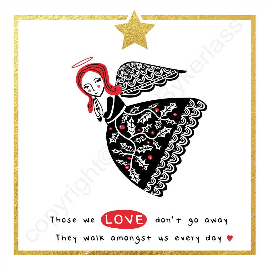 Illustration of an angel with text on a white background