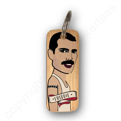 Freddie Mercury Character Wooden Keyring - RWKR1
