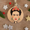 Frida - Character Wooden Bauble Hand Painted with Gold Leaf Paint - RWHO