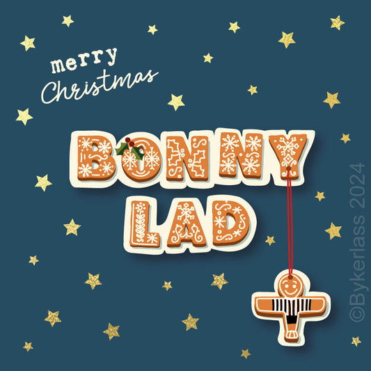 Merry Christmas To A Canny Couple - Gold Foiled Christmas Card by Wotmalike